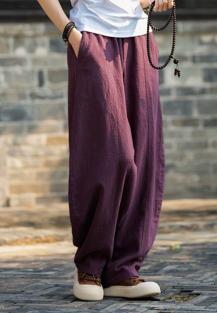 linen harem pants women's Meditation Elastic Waist Large Loose-Women's pants-Thebesttailor-Thebesttailor
