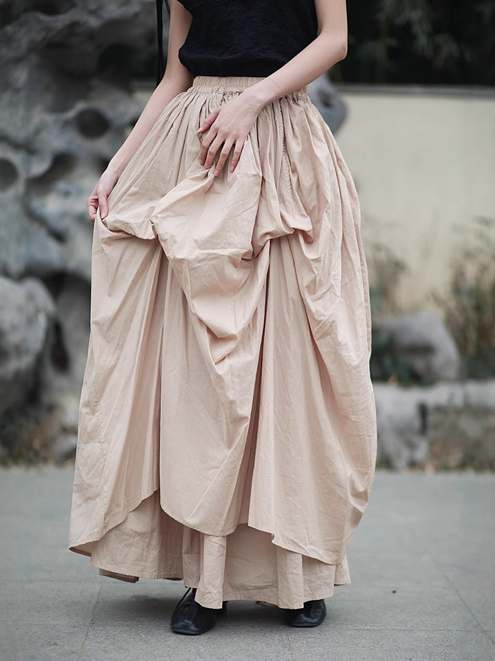 Irregular Pleated Skirt Ankle Length Maxi Skirt