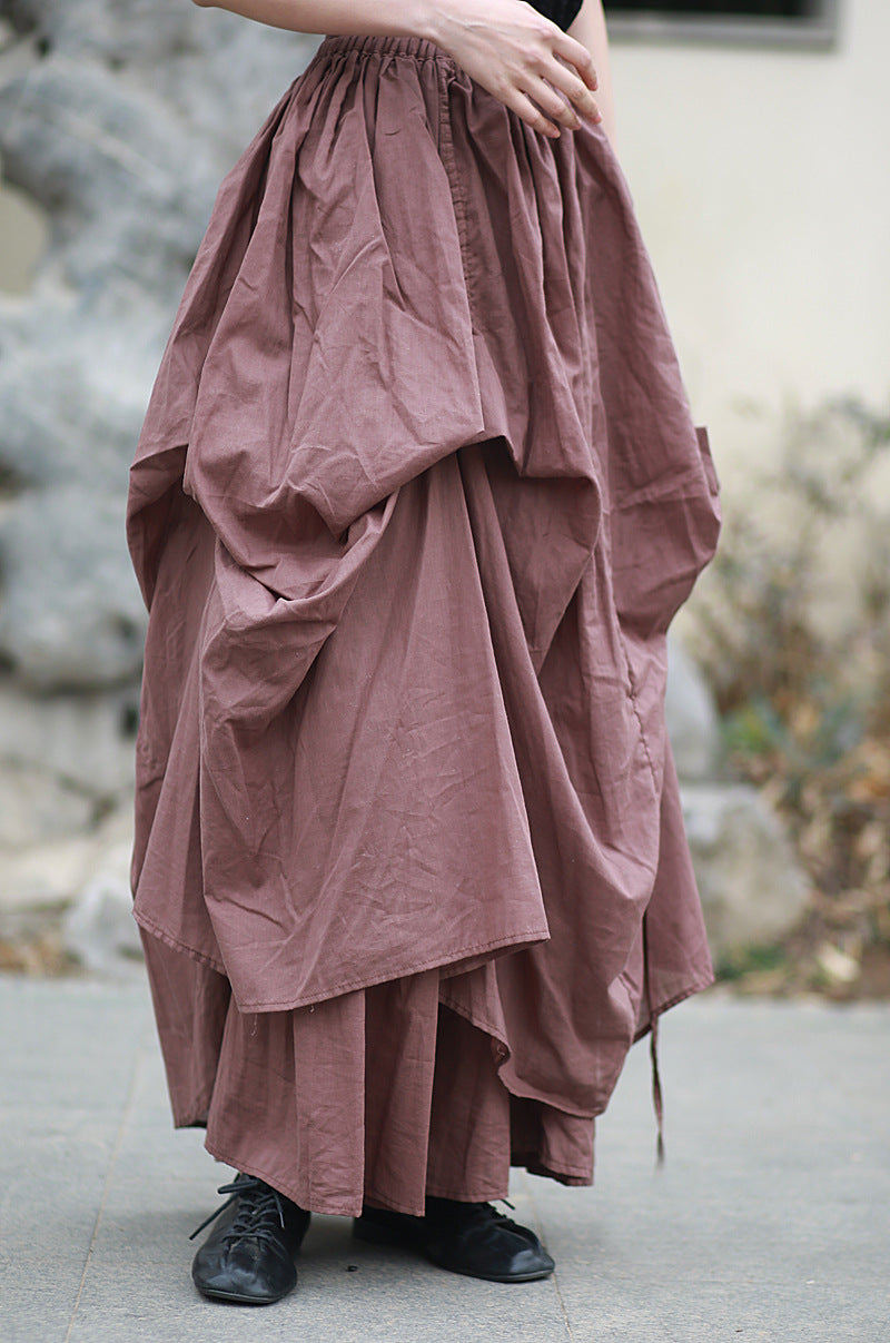 Irregular Pleated Skirt Ankle Length Maxi Skirt