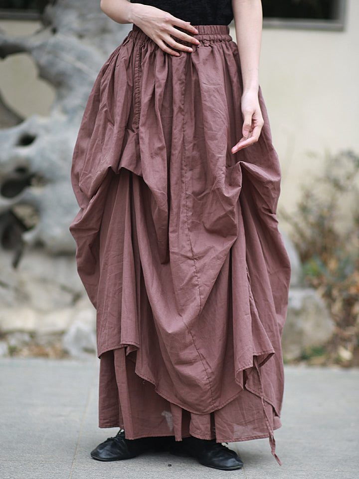 Irregular Pleated Skirt Ankle Length Maxi Skirt