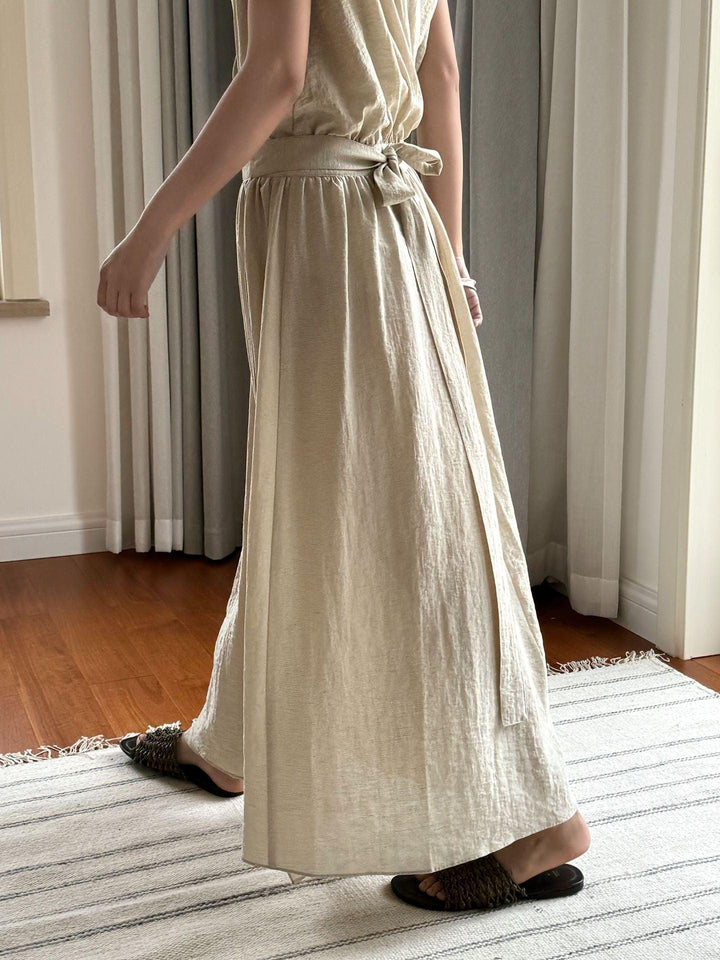 Sleeveless Kaftan Dress Summer Maxi Dress Long Linen Wrap Dress Thebesttailor