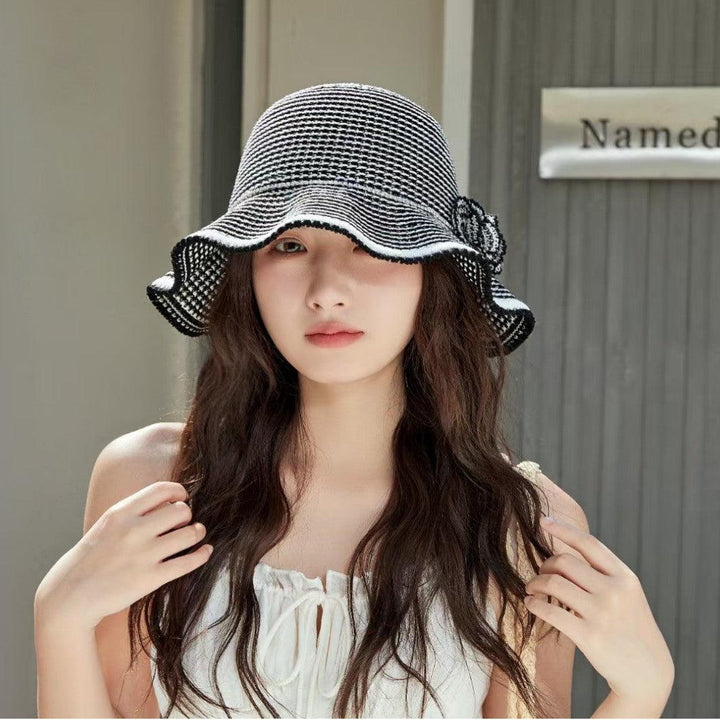 Flower knitted sun hat, foldable wide brimmed fisherman hat, sun protection hat Thebesttailor