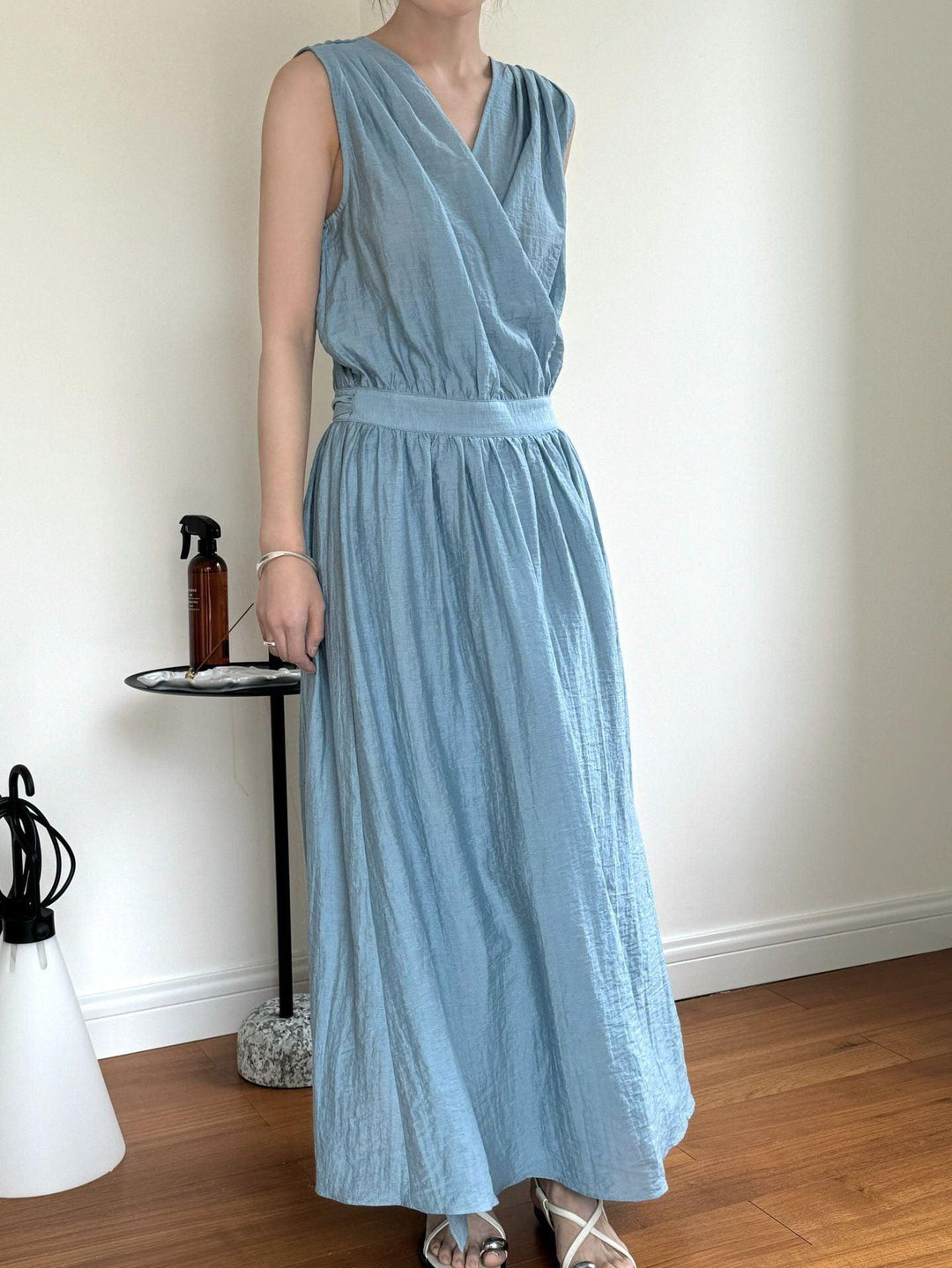 Sleeveless Kaftan Dress Summer Maxi Dress Long Linen Wrap Dress Thebesttailor