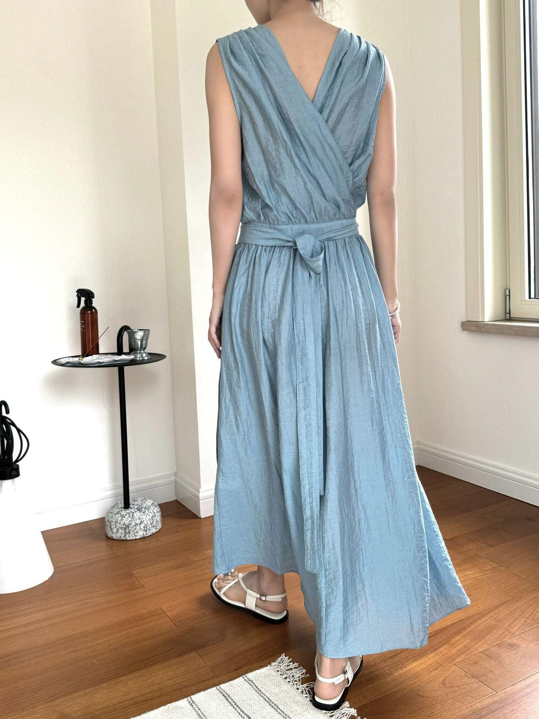 Sleeveless Kaftan Dress Summer Maxi Dress Long Linen Wrap Dress Thebesttailor
