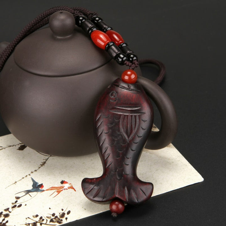 Wooden Fish Pendant Necklace for a Beach-Themed Outfit