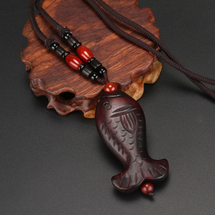 Wooden Fish Pendant Necklace for a Beach-Themed Outfit