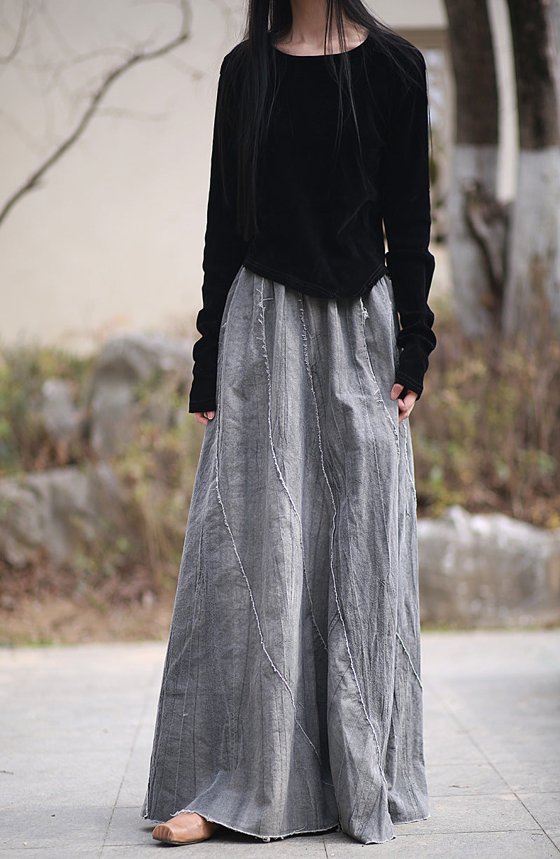 A-line linen maxi skirt for formal occasions