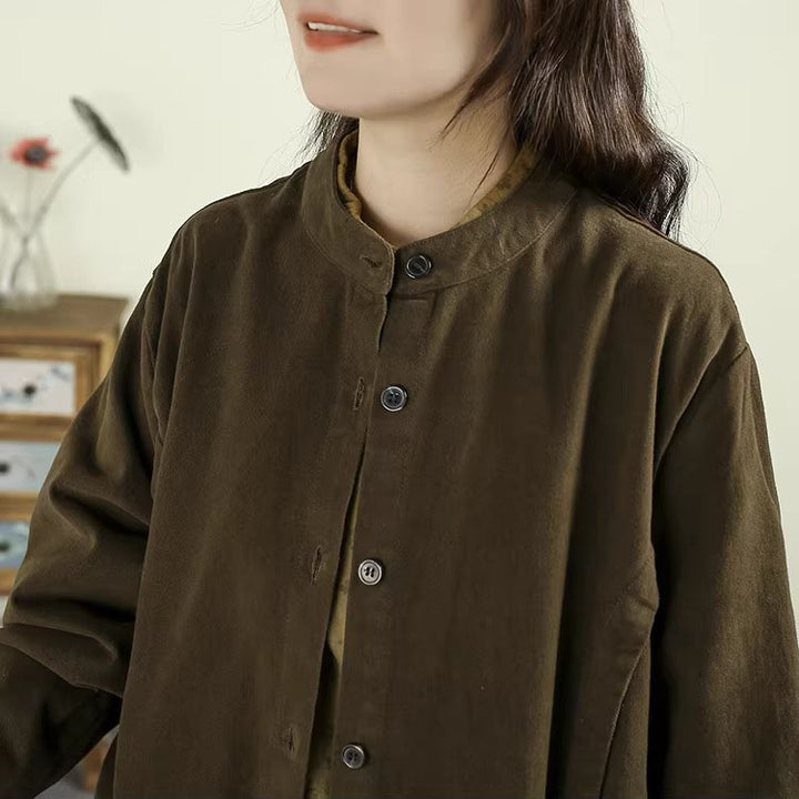 Women's Spring Cotton Long Trench Coat with Large Pockets