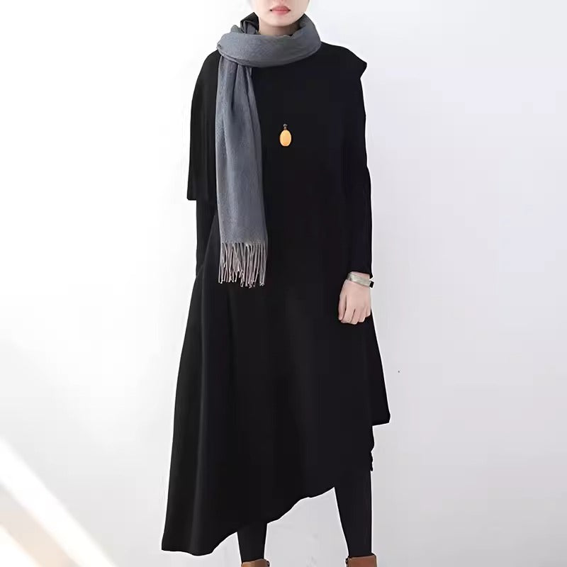 Black Sleeveless Tassels Dress with Pockets for Women