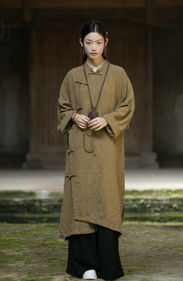Casual Meditation Linen Long Robe Dress for Women