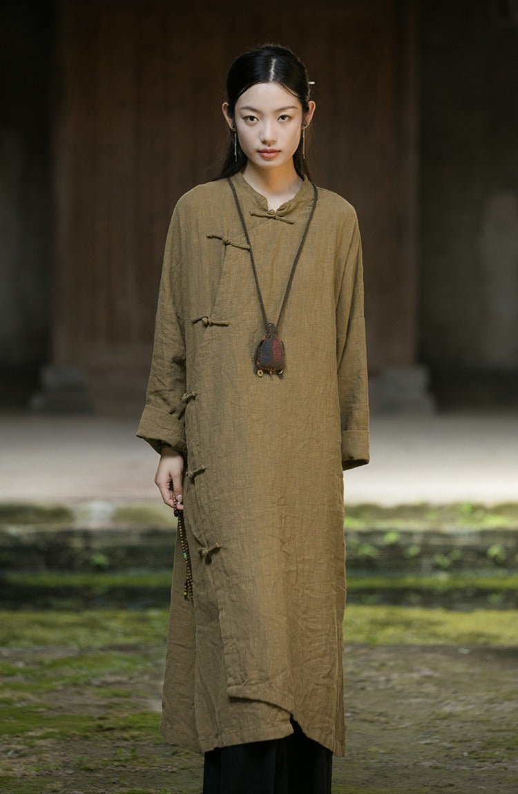 Casual Meditation Linen Long Robe Dress for Women