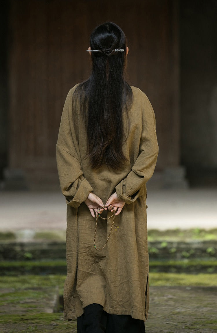 Casual Meditation Linen Long Robe Dress for Women