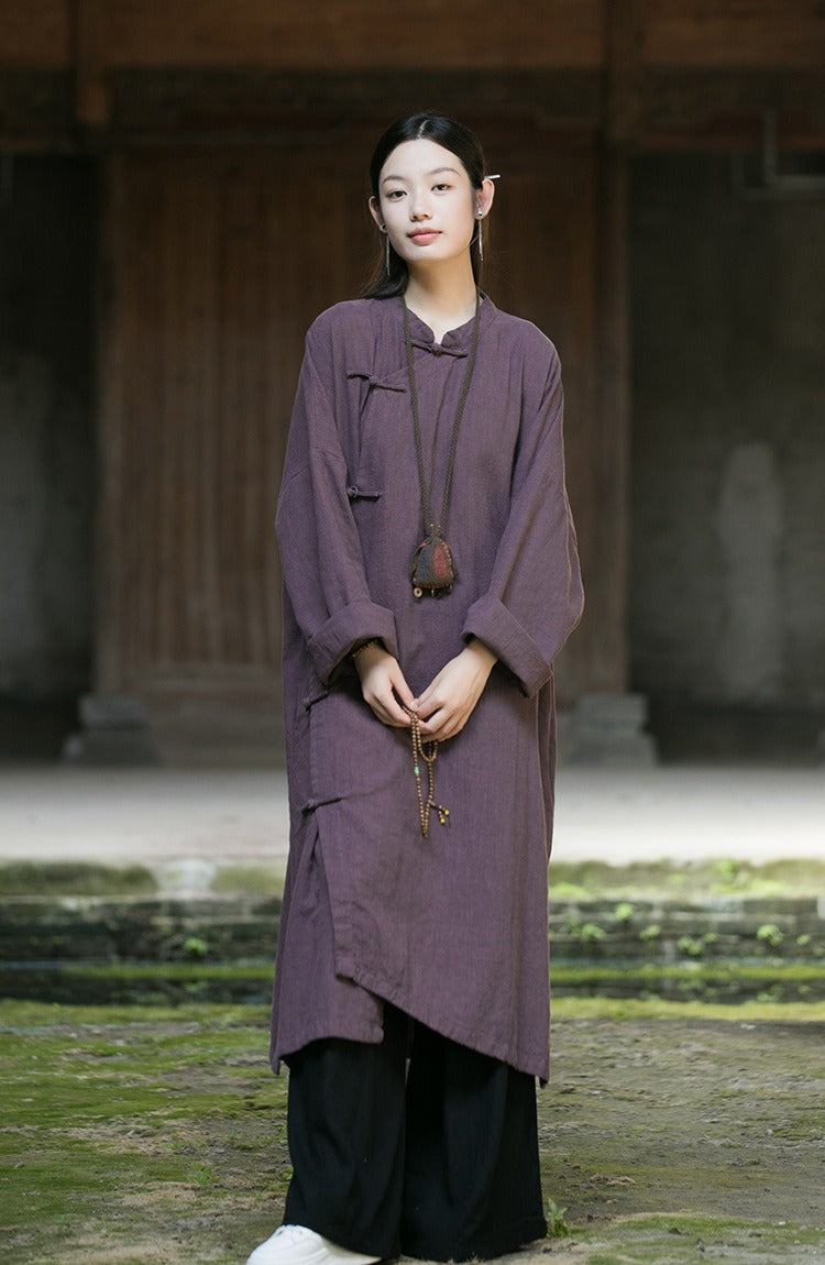 Casual Meditation Linen Long Robe Dress for Women