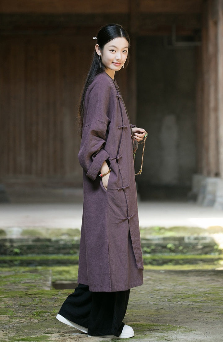 Casual Meditation Linen Long Robe Dress for Women