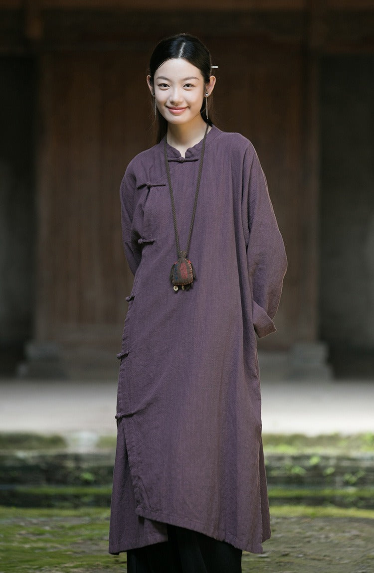 Casual Meditation Linen Long Robe Dress for Women