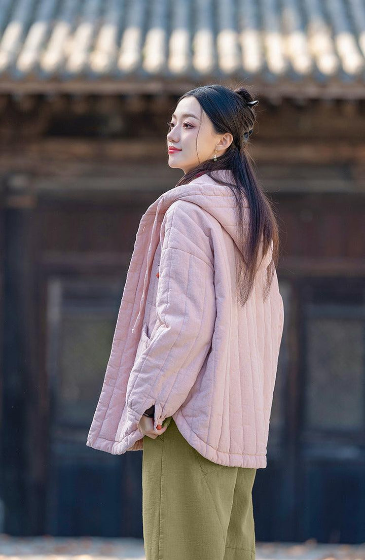 Ladies' Lightweight Hooded Quilted Jacket with Retro Style-Women's coat-Thebesttailor-Thebesttailor