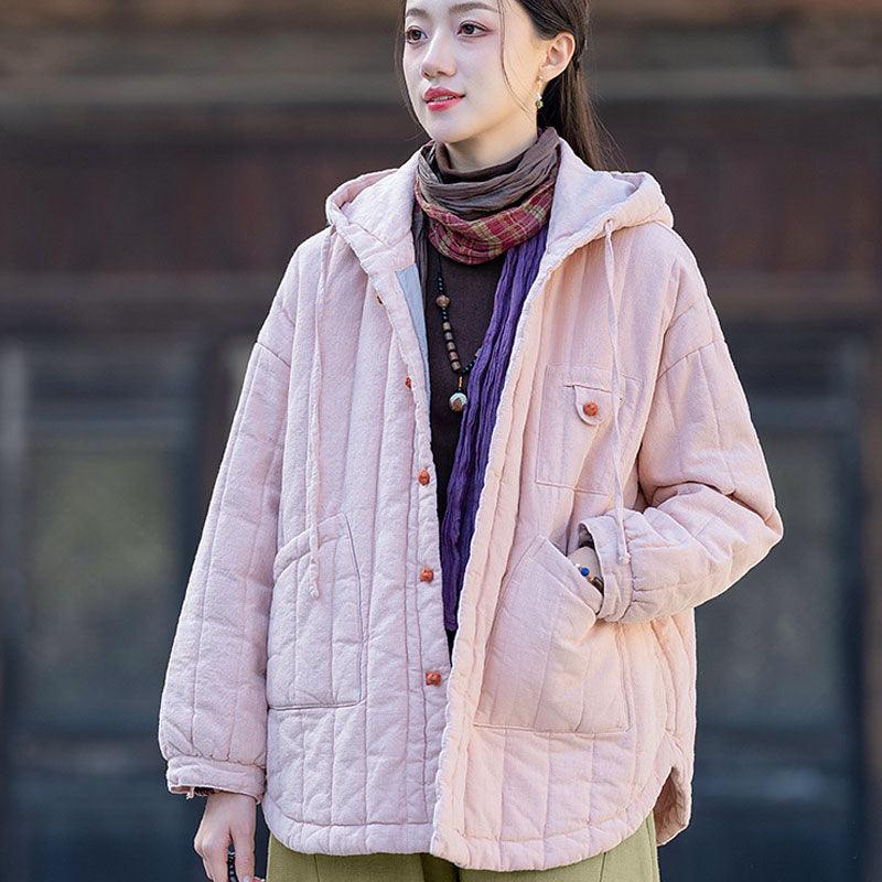 Ladies' Lightweight Hooded Quilted Jacket with Retro Style-Women's coat-Thebesttailor-Thebesttailor