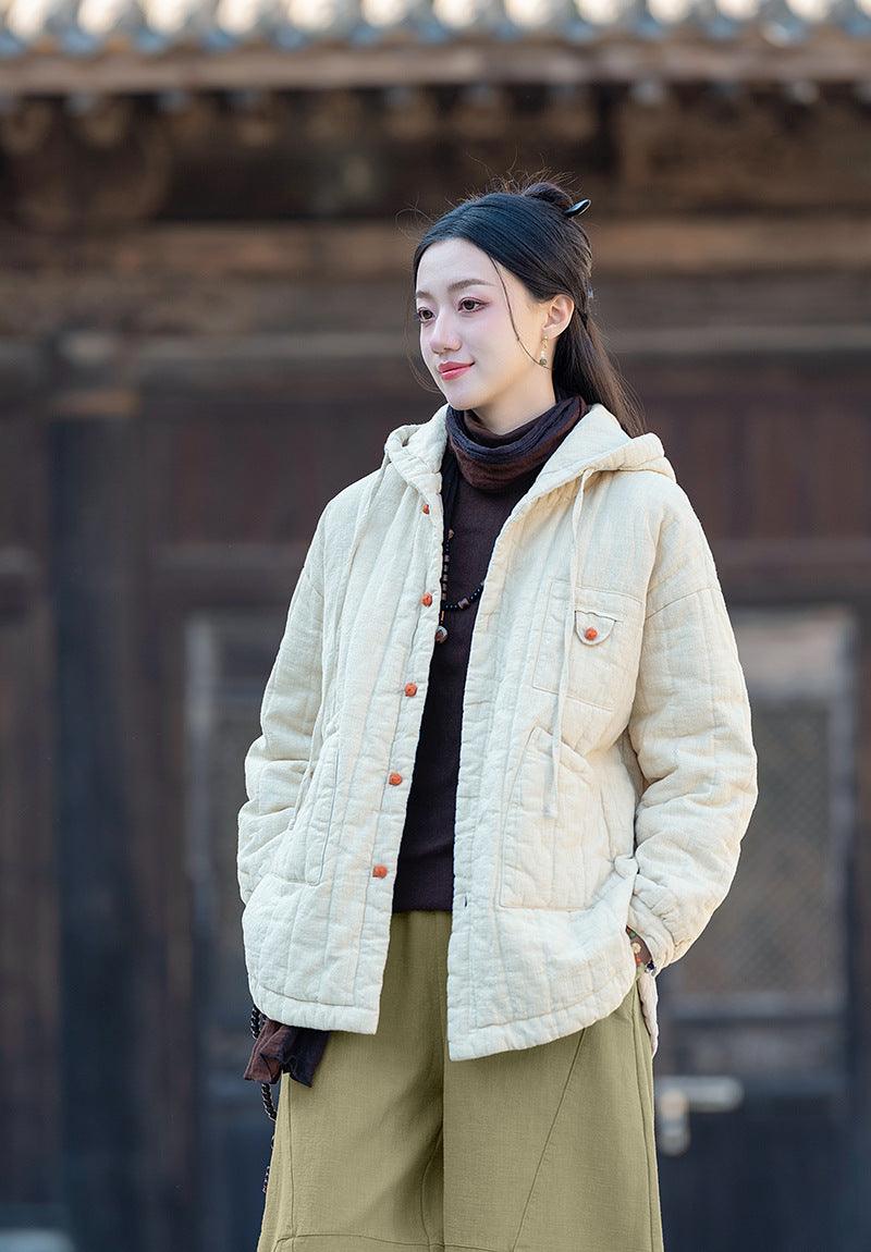 Ladies' Lightweight Hooded Quilted Jacket with Retro Style-Women's coat-Thebesttailor-Thebesttailor