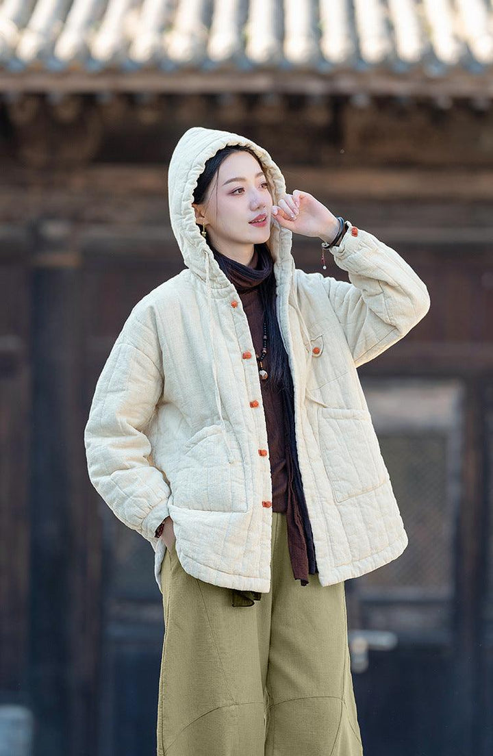 Ladies' Lightweight Hooded Quilted Jacket with Retro Style-Women's coat-Thebesttailor-Thebesttailor