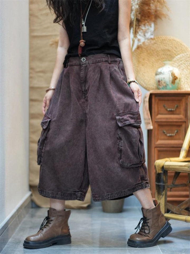 Stylish large pockets loose casual overalls retro Stir-Fried Color jeans perfect for summer wear and easy styling.