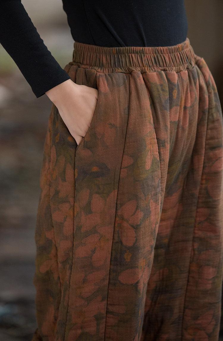 Linen Blend Winter Bloomers for Women - Loose Fit Thick Pants by Thebesttailor