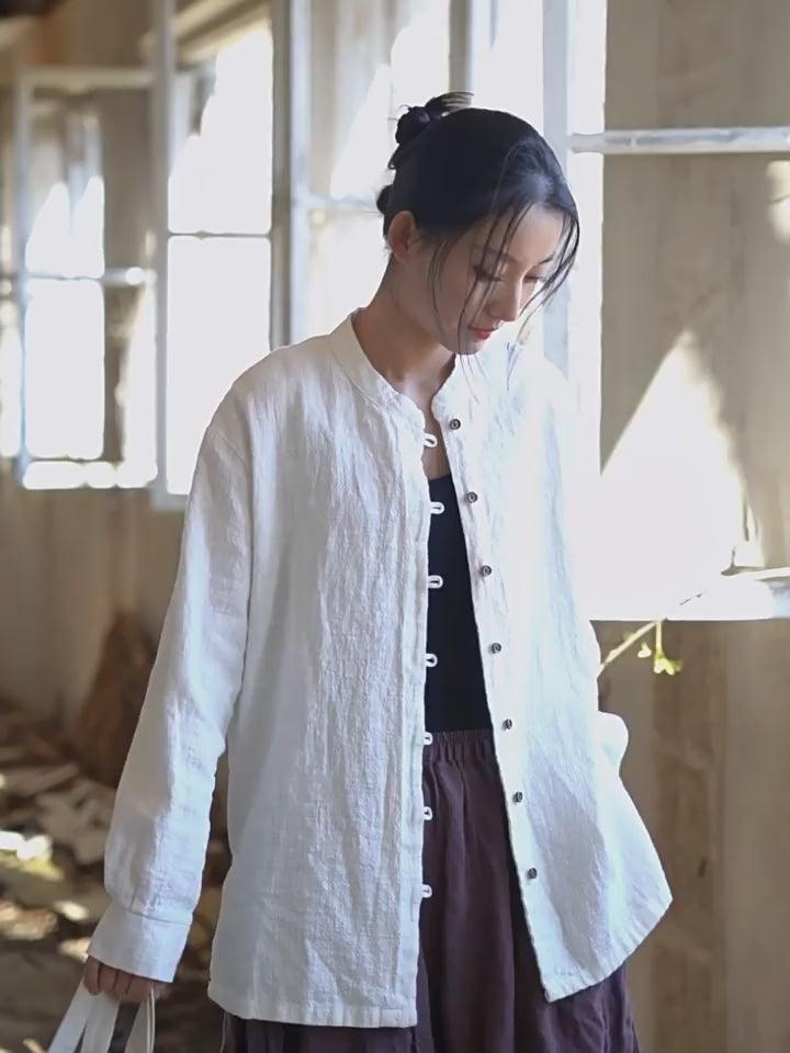 Women's White Linen Blouse