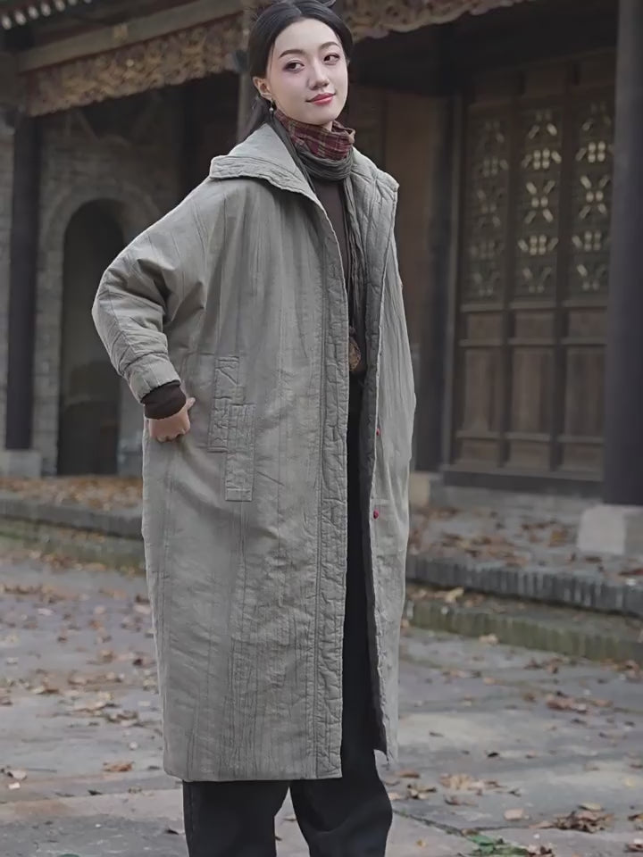 Women's Quilted Cotton Winter Long Coat