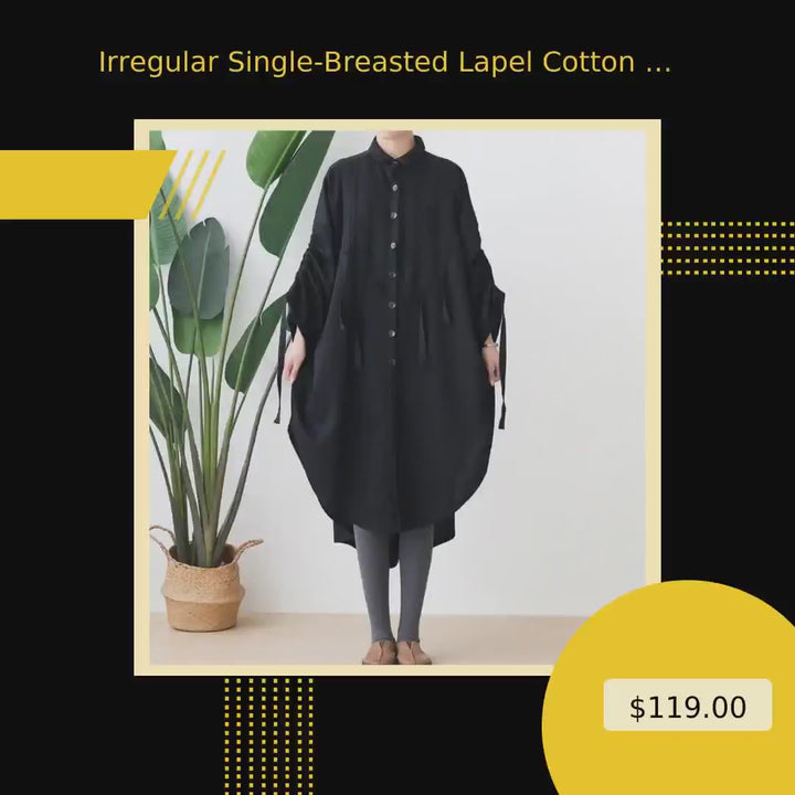 Irregular Single-Breasted Lapel Cotton Trench Coat by@Vidoo
