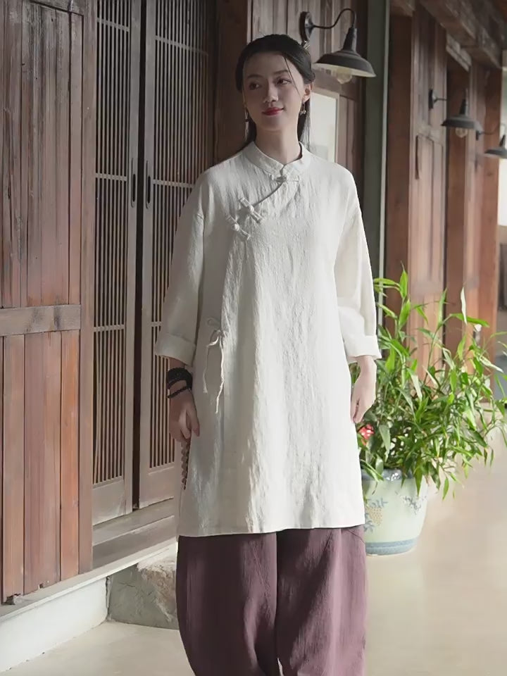 Shirt dress for women midi Linen Dress