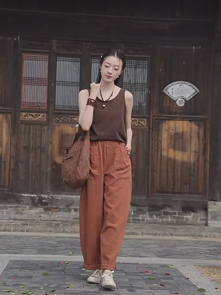 Best Ladies Pull On Trousers Elasticated Waist Loose Harem Pants