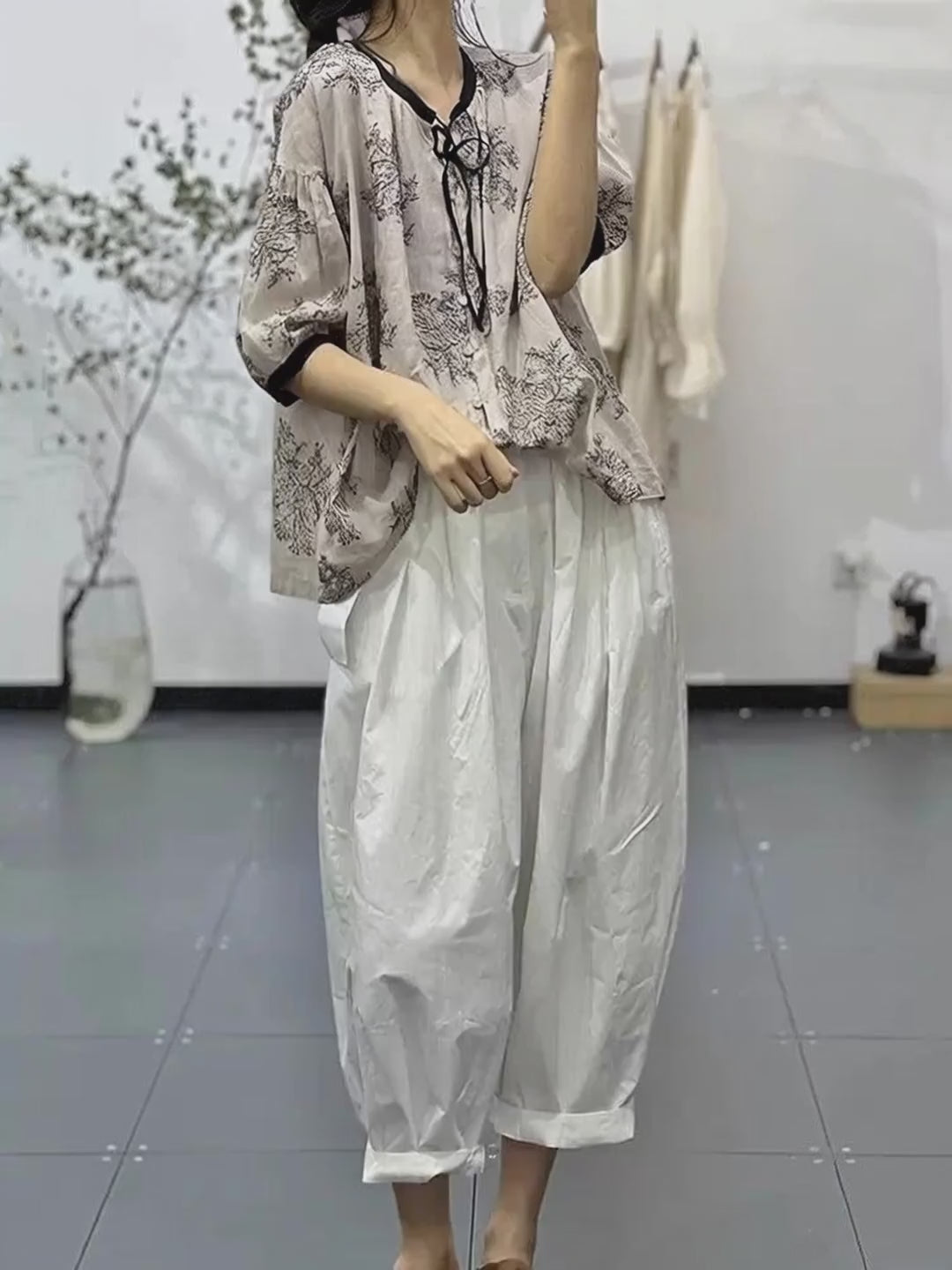 harem pants women Summer white cotton Trousers