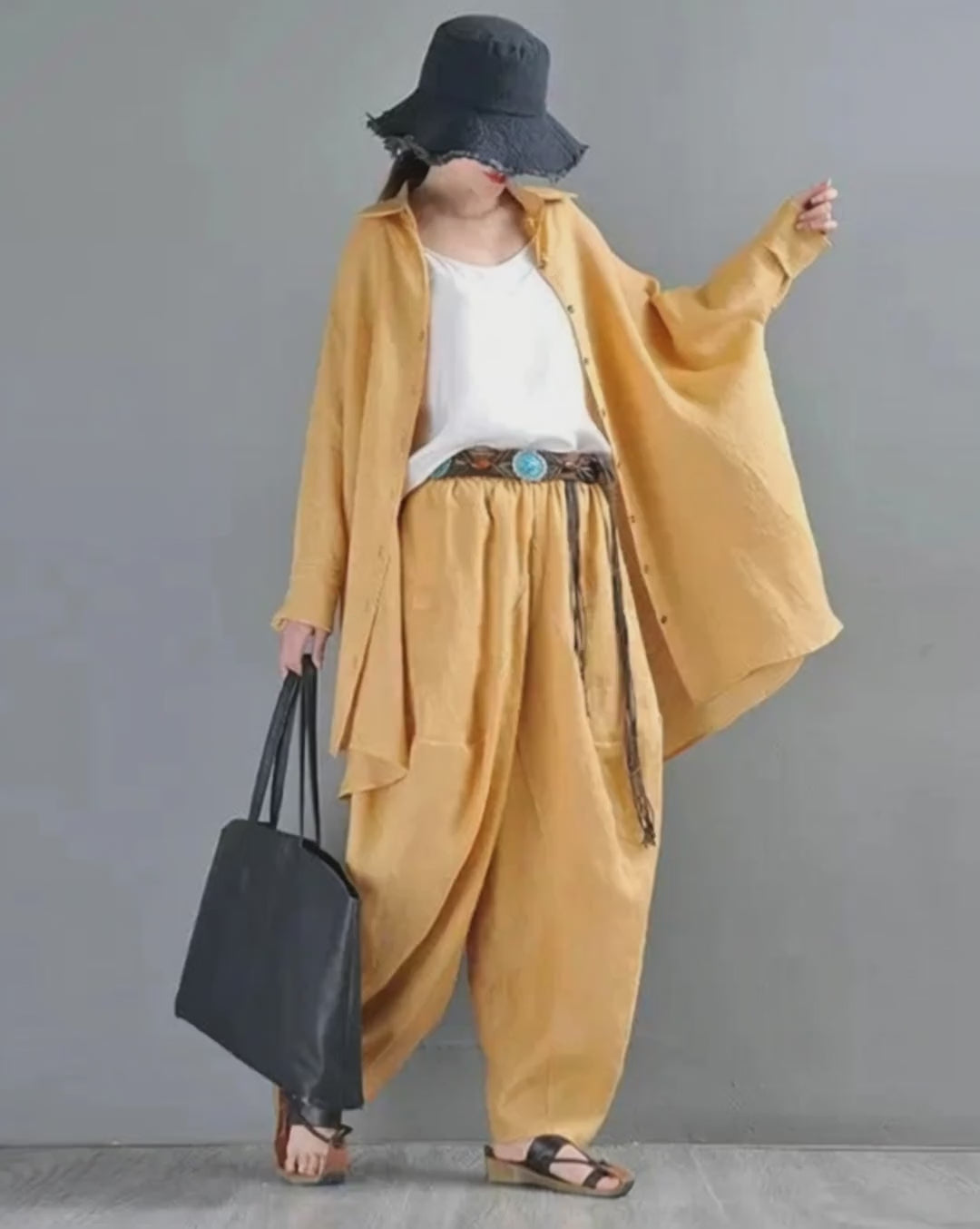 Summer Linen Blouse Lapel Cardigan Blouse