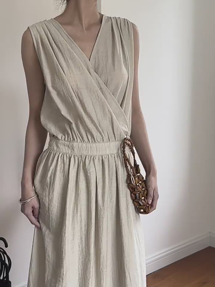 Sleeveless Kaftan Dress Summer Maxi Dress Long Linen Wrap Dress