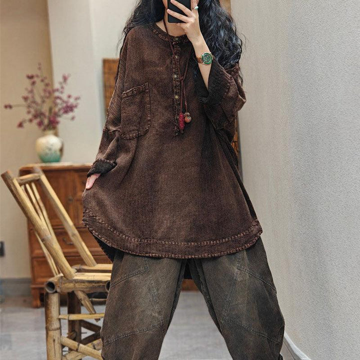 Dark Brown Women Spring Lapel Fashion Zipper Long Sleeve Coat Jacket Thebesttailor