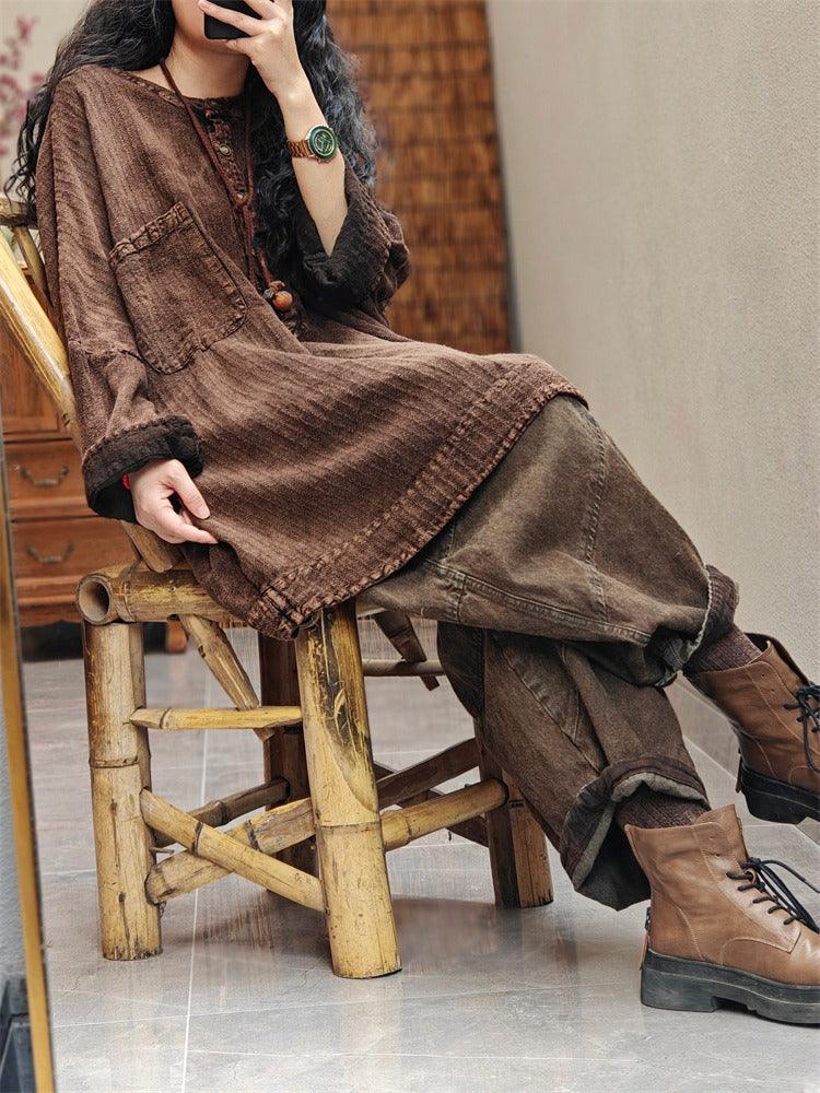 Dark Brown Women Spring Lapel Fashion Zipper Long Sleeve Coat Jacket Thebesttailor