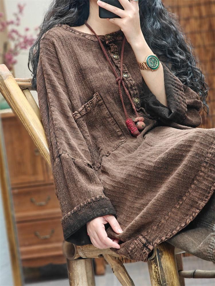 Dark Brown Women Spring Lapel Fashion Zipper Long Sleeve Coat Jacket Thebesttailor