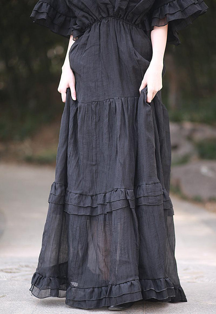 Seaside Holiday V-Neck Backless Dress Trendy and Sexy Thebesttailor