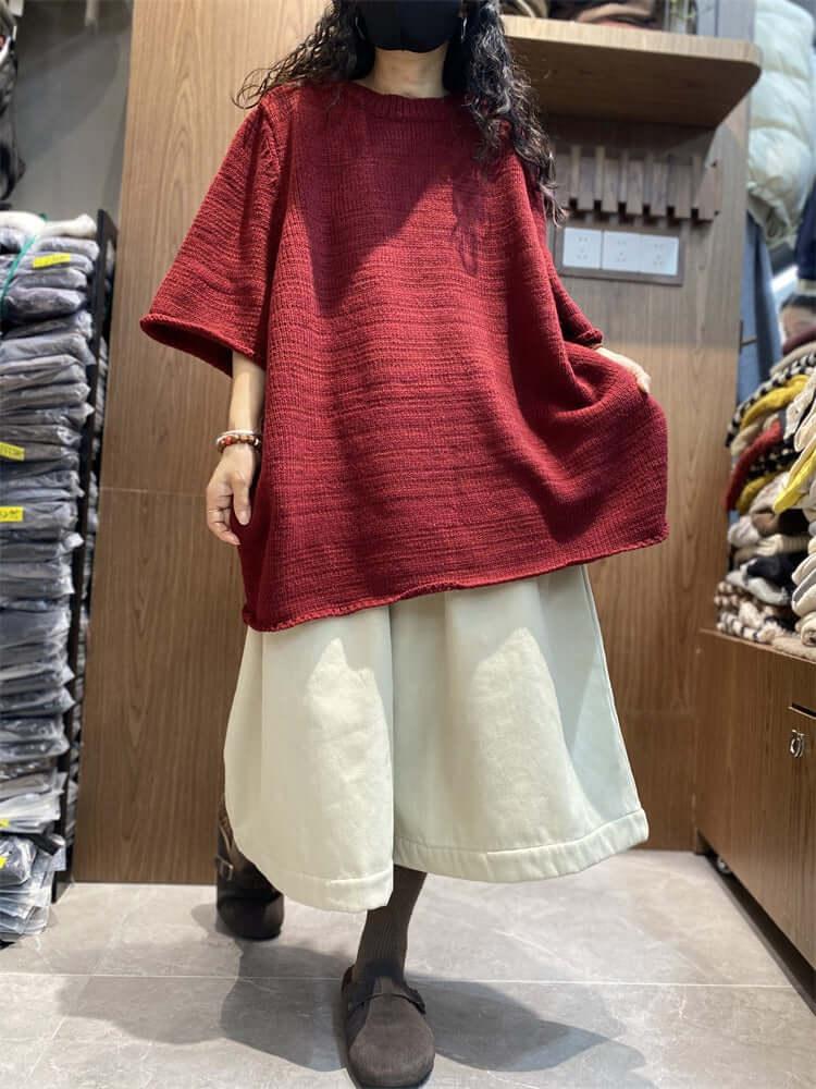 Spring new neck pullover sweater women's half-sleeved T-shirt Thebesttailor