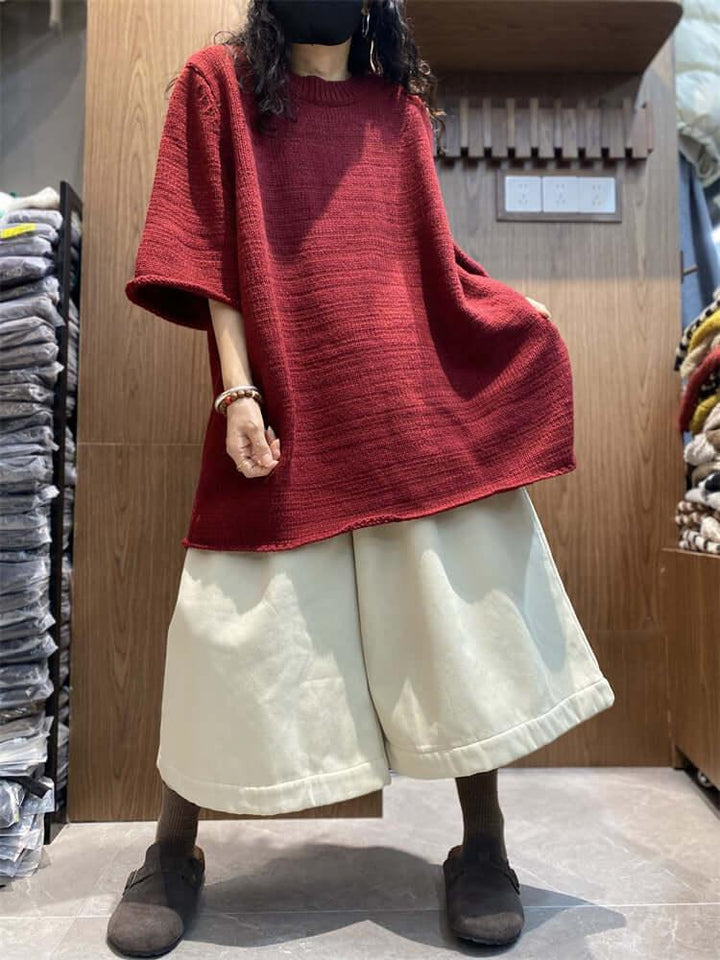 Spring new neck pullover sweater women's half-sleeved T-shirt Thebesttailor