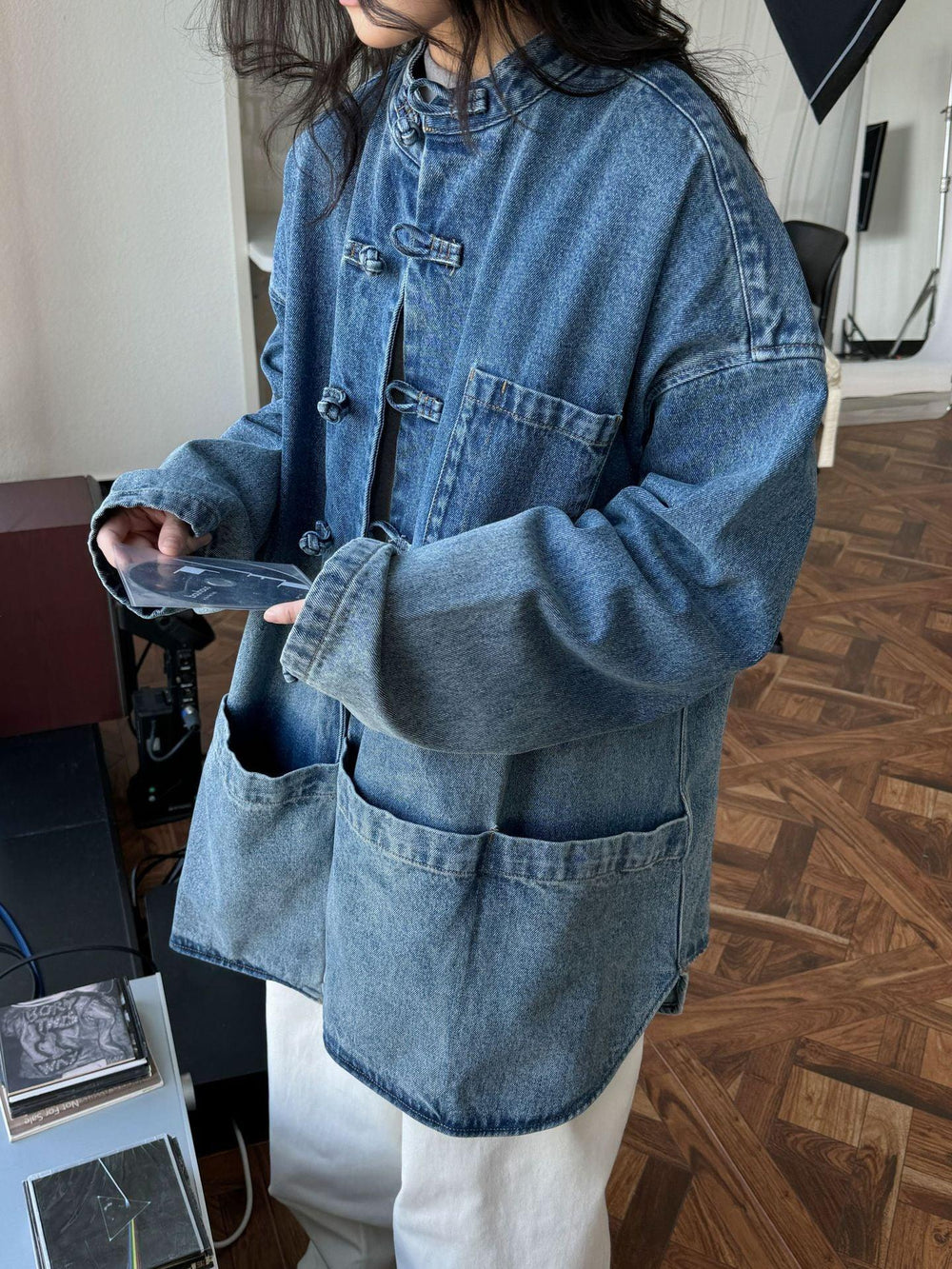 Stylish Blue Denim Jacket Short Cotton Coat for Women by Thebesttailor