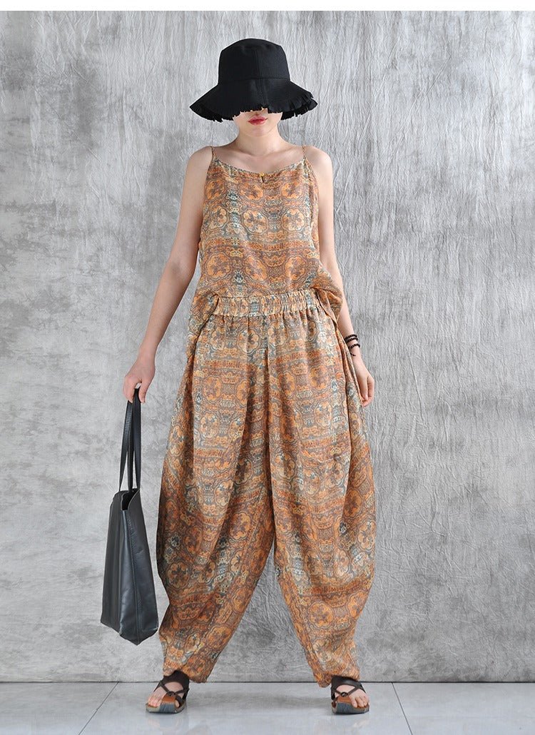 Summer Linen Floral Boho Harem Pants for Women by Thebesttailor