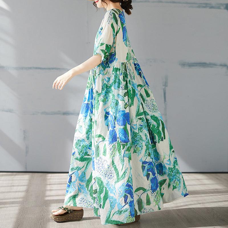 Summer Printed Dress Maxi Oversized Dress for Women by Thebesttailor