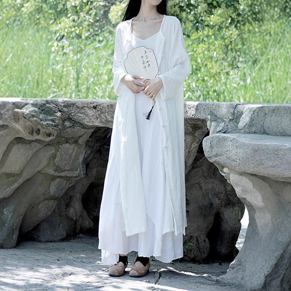 Summer Women Cotton Linen Coat Cardigan Soft Dress by Thebesttailor