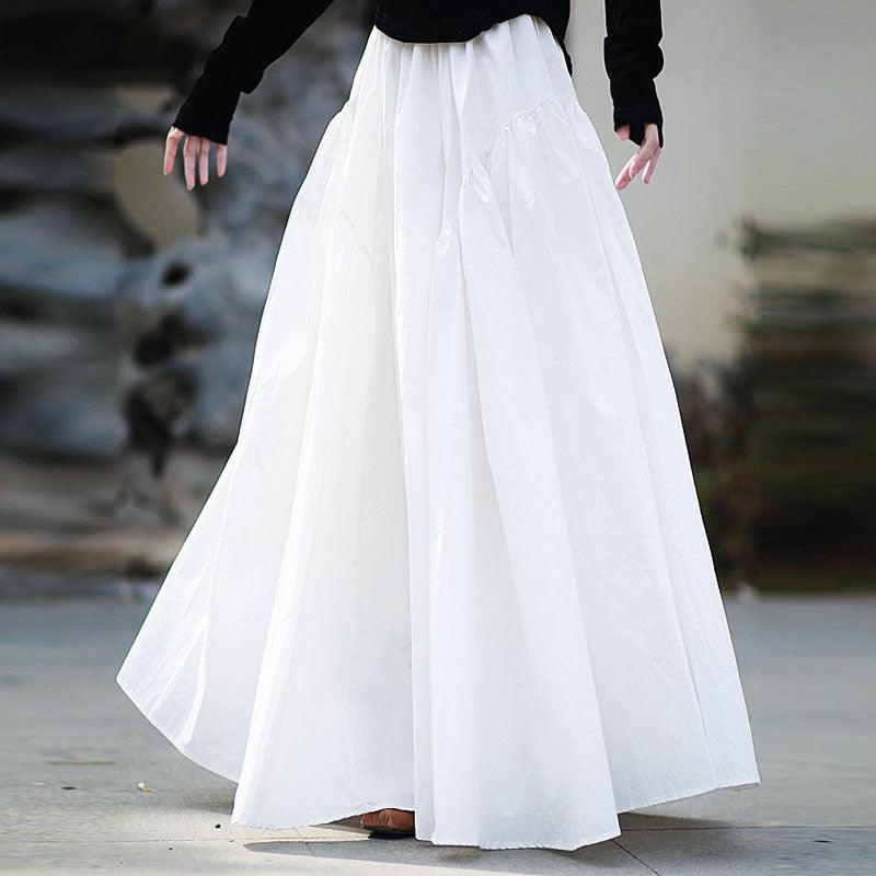 Washed Cotton A-Line Skirt Maxi Skirt For Women - Retro Style Thebesttailor