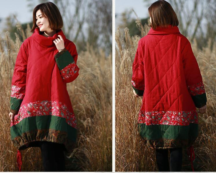 Loose long padded coat women's winter dress-Women's coat-Thebesttailor-Thebesttailor