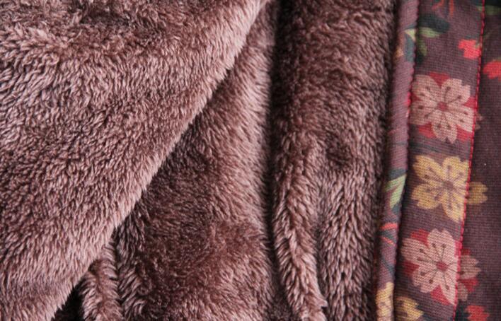 Retro Floral Stand-Up Collar Loose Fit Fleece Coat for Women-Women's coat-Thebesttailor-Thebesttailor